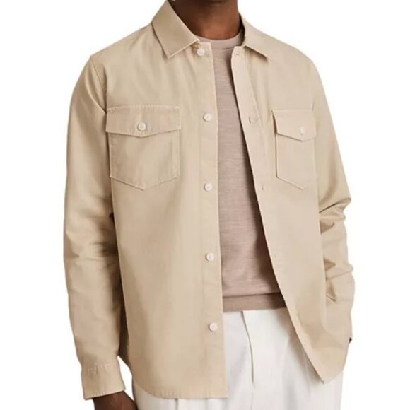Reiss Men's X-Large Beige Long Sleeve Overshirt - NWT - Picture 1 of 9